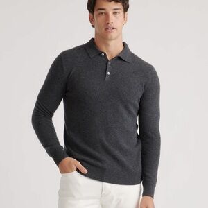 Quince Cashmere Mongolian Cashmere Polo Sweater Charcoal Men’s XL
